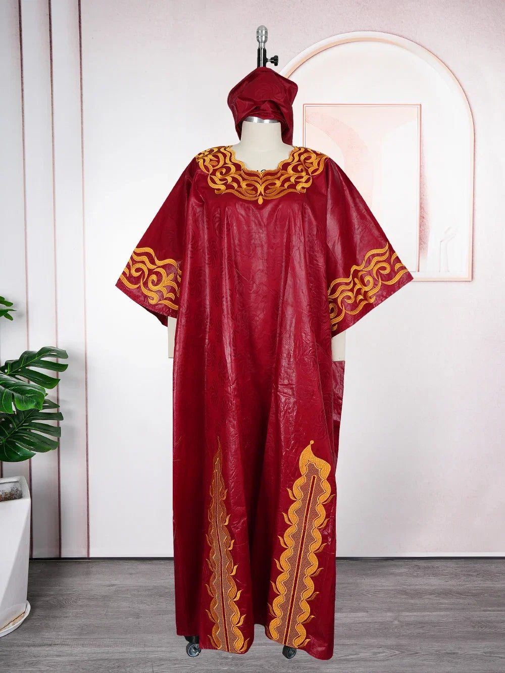 Women's African Boubou Dashiki Gown – Bazin Ankara Embroidered Kaftan Robe | Polyester-Spandex | One Size | 5 Colours