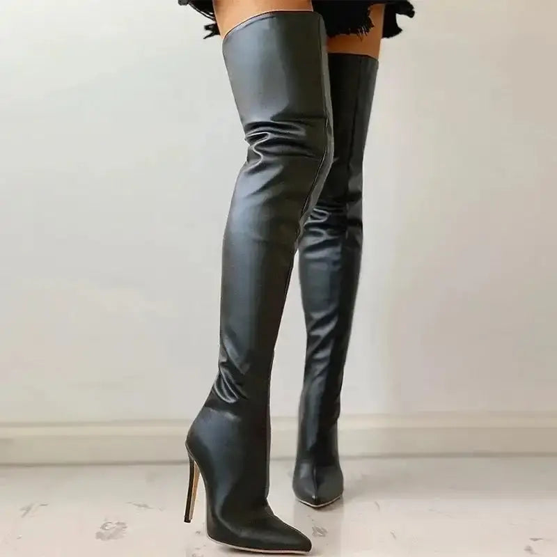 Women’s Over Knee Stretch Boots – 11cm High Heel