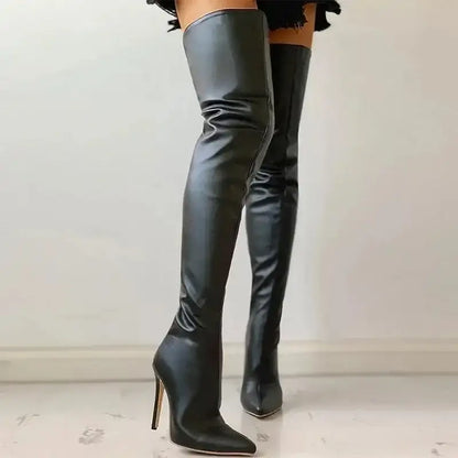 Women’s Over Knee Stretch Boots – 11cm High Heel