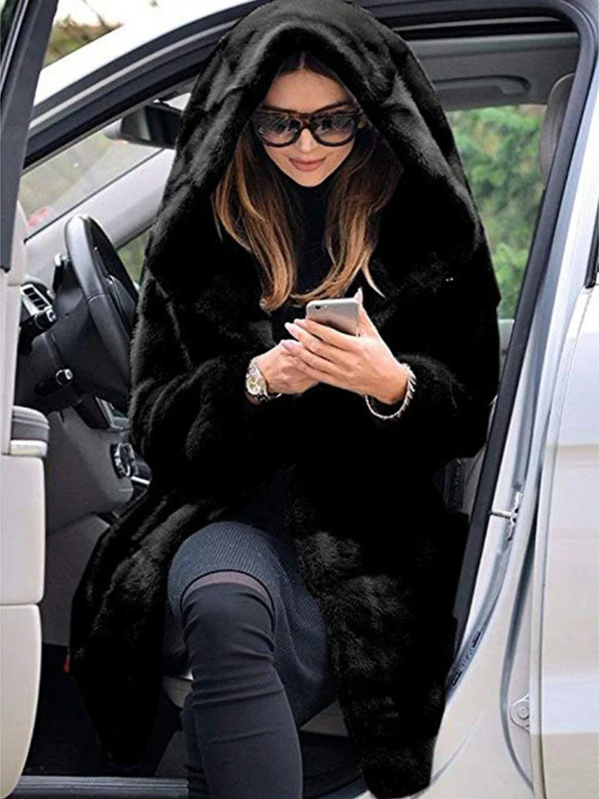 Women's Faux Fur Over Size Windbreaker Hooded Jackets