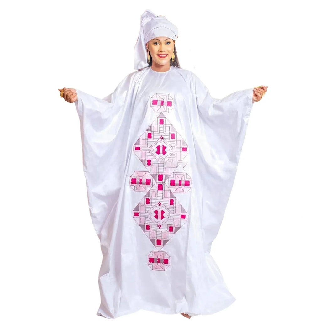 African Dress For Women's Plus Size Dress Bazin Riche Embroidery Floor Long Dress With Scarf