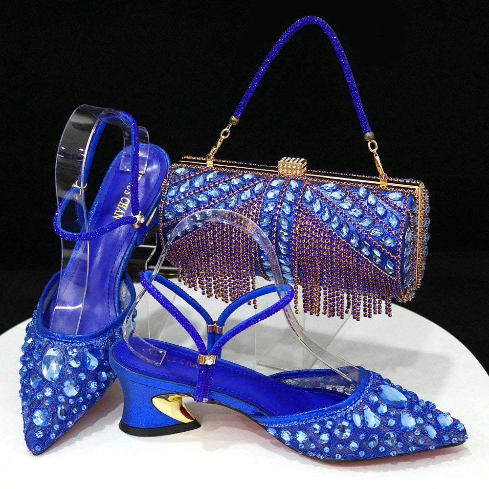 3D Bling Pointed Toe Slingback Heels — Shoes Only or With Matching Bag | 7 Colours | EU 37–42