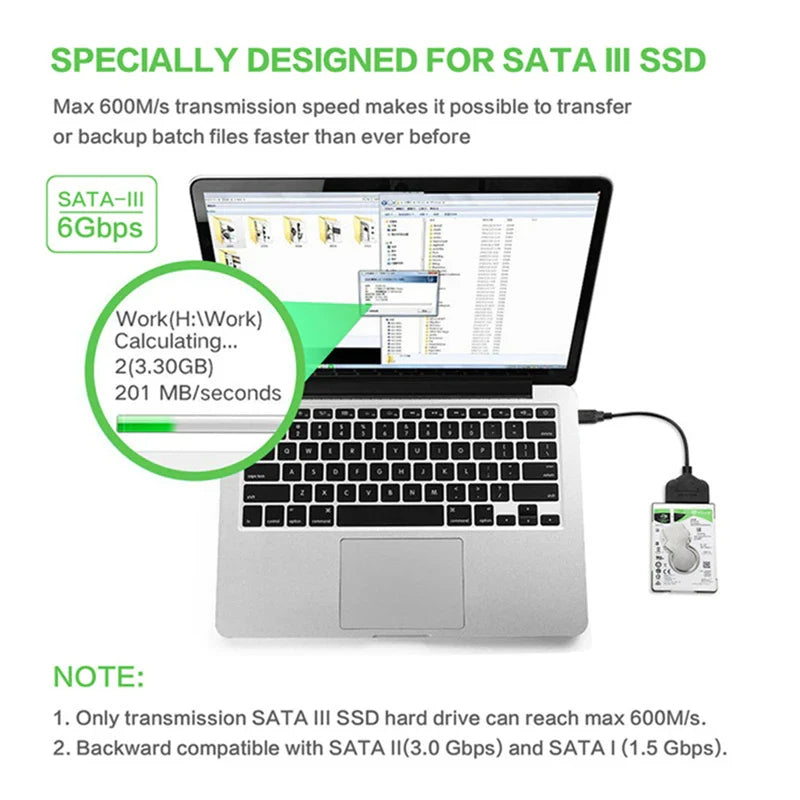 USB 3.0 2.0 SATA 3 Cable Sata Up To 6 Gbps To USB 3.0 Adapter Support 2.5 Inch External HDD SSD Hard Drive 22 Pin Sata III Cable