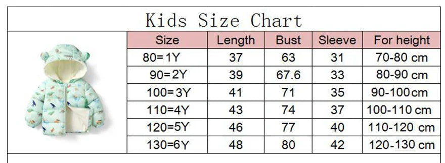 Winter Baby Kids Fleece Jacket Warm Hooded Down Outerwear