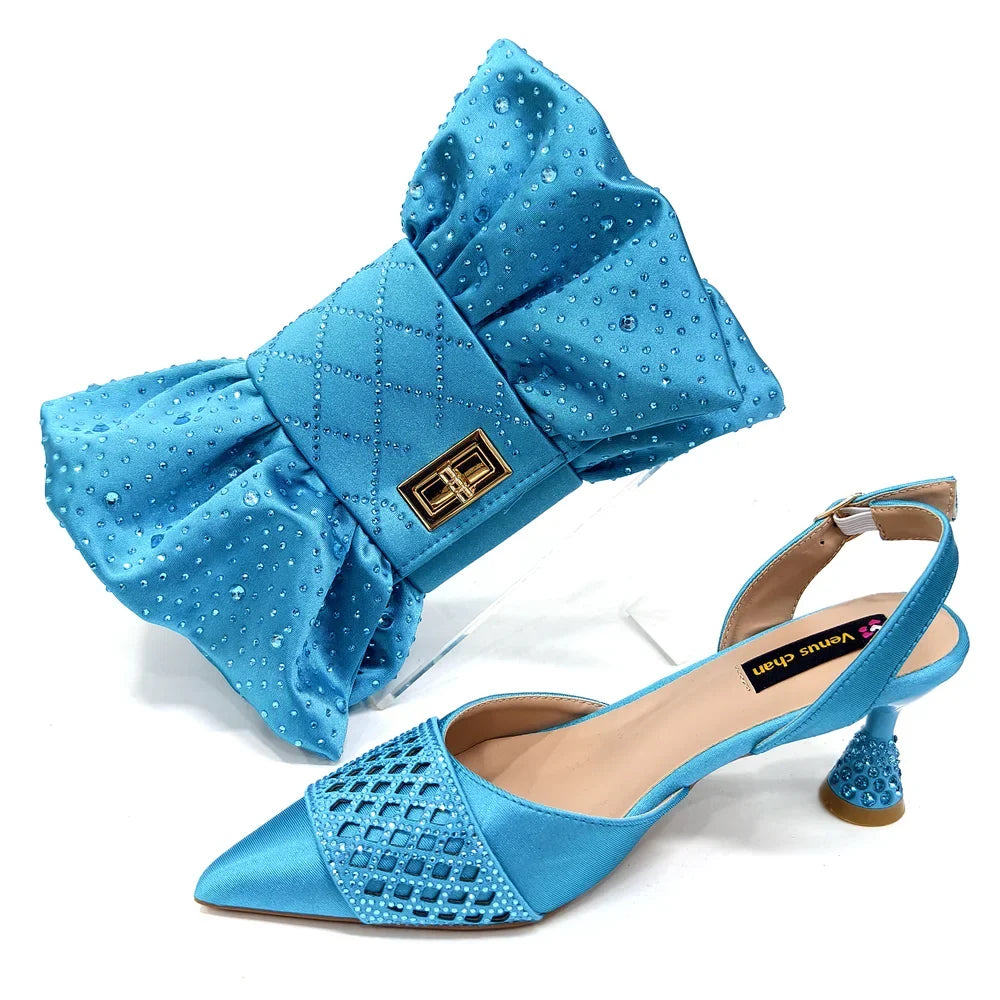 Diamond Butterfly Slingback Heels & Bag Matching Set — 10 Colours | EU 37–43
