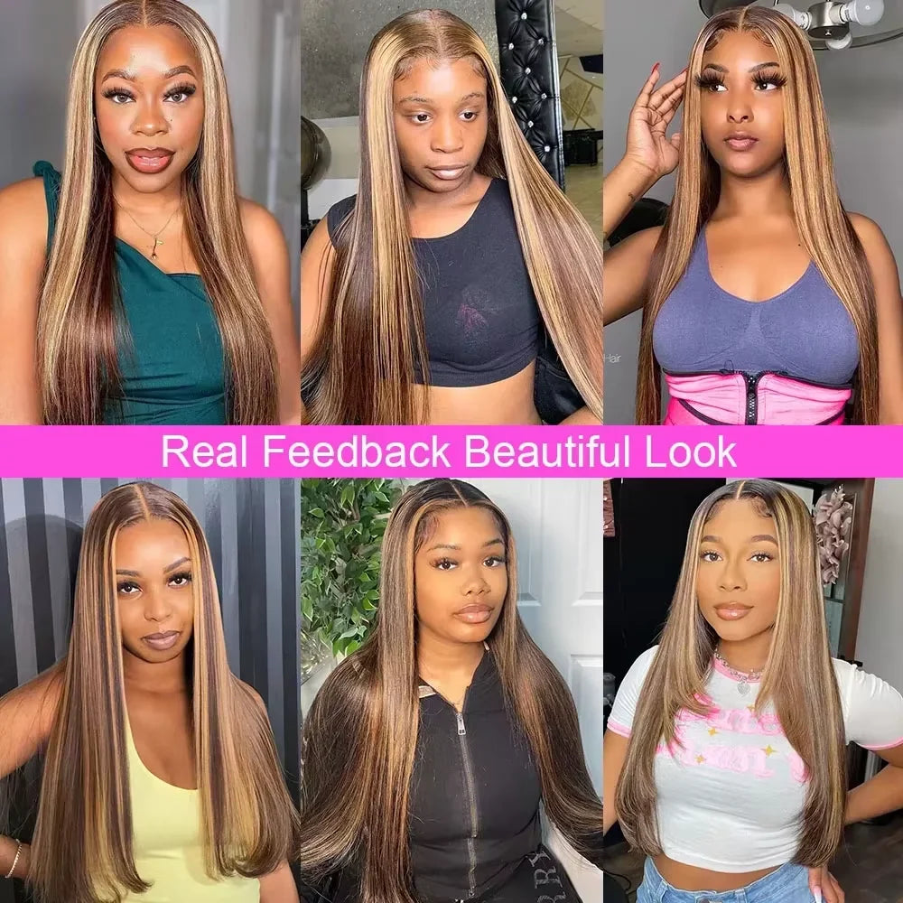 P4/27 Highlight Colored 13x4 13x6 HD Lace Frontal Wig 32 46 Inch 220 Density Remy Hair Bone Straight human Hair Wigs For Women