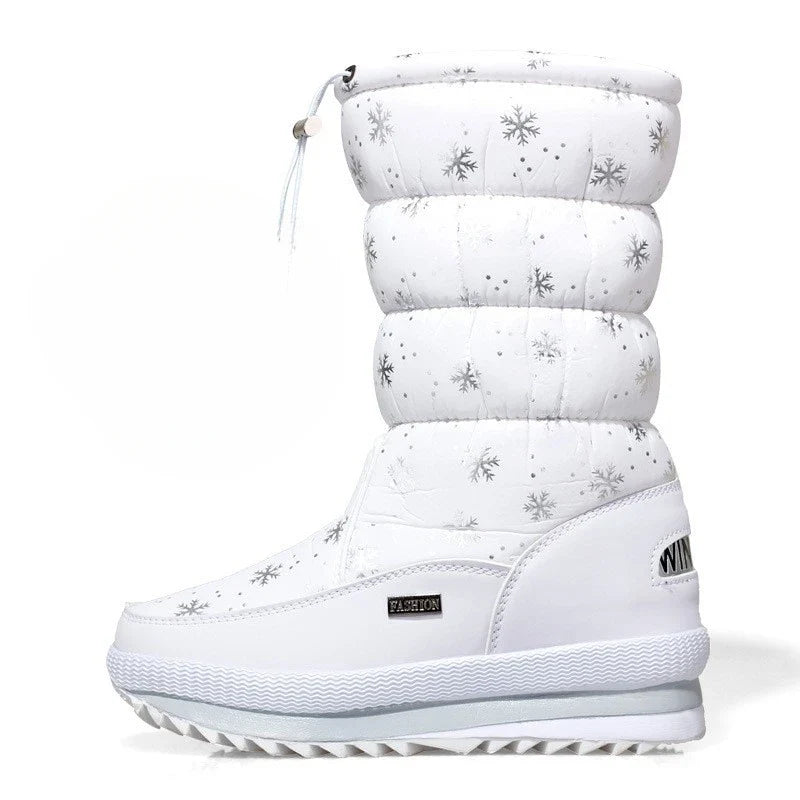 Winter women's Warm Plush Mid-calf Waterproof Snow Boot