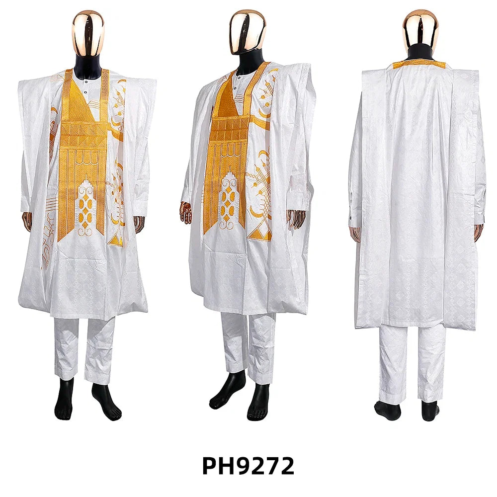 Family Matching African Wedding Outfits For Husband and Wife Bazin Riche Robes Custom Couple Dashiki Set Boy Kid white Dress