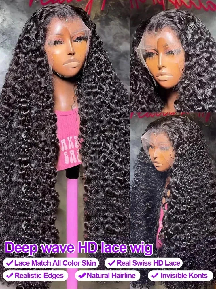 Hd 250 % Loose Deep Wave 30 38 40 Inch 13x6 HD Lace Frontal Human Hair Wigs Brazilian PrePlucke Water Curly 13x4 Lace Front Wig
