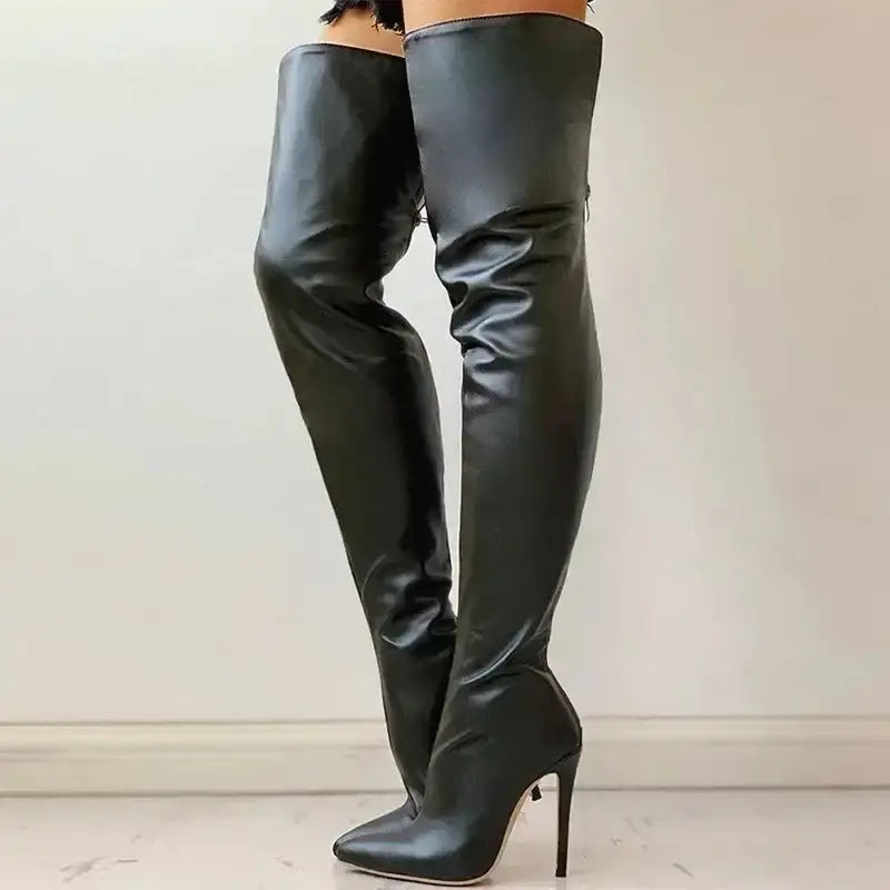 Women’s Over Knee Stretch Boots – 11cm High Heel