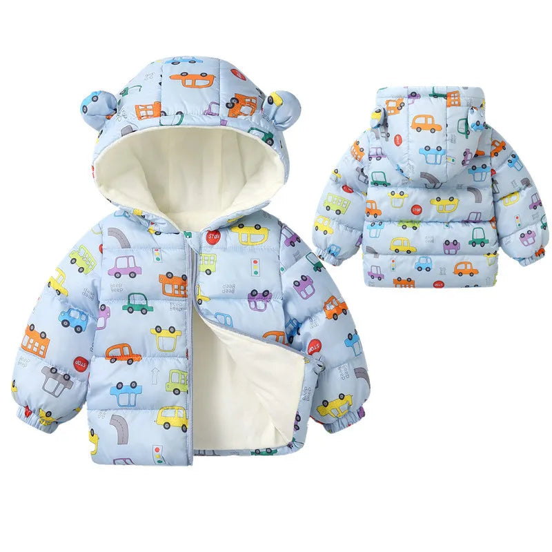 Winter Baby Kids Fleece Jacket Warm Hooded Down Outerwear