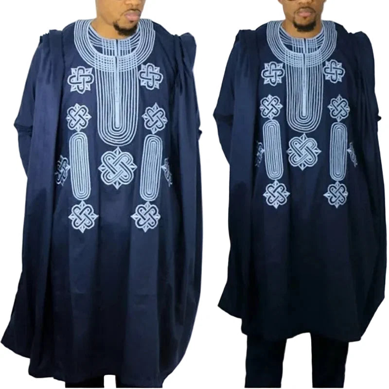 African Suit Men Robe Shirt and Pants Set Long Sleeve