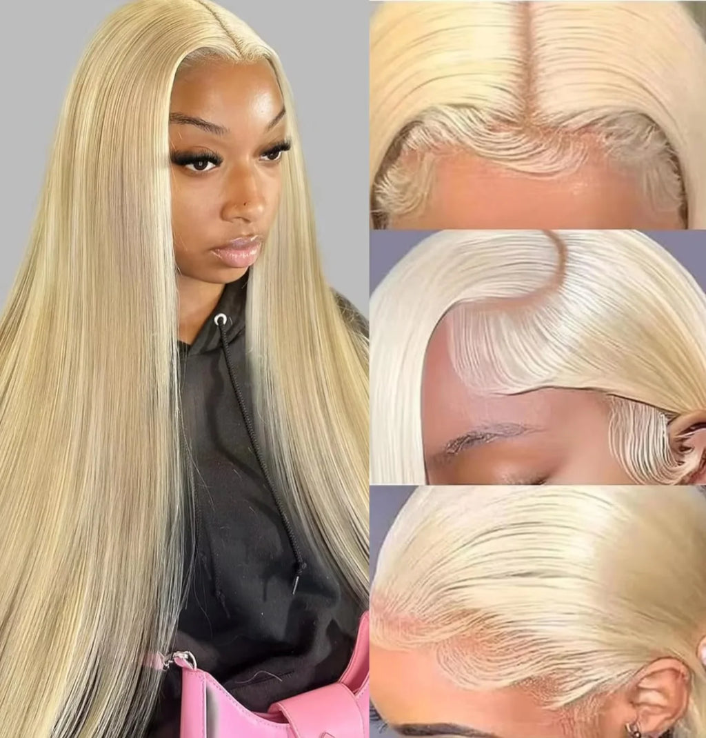 Honey Blonde Long Straight Human Hair Wigs 13x6 HD Lace 613 Colored 220 Density Remy Hair 13x4 Hd Lace Frontal Wigs For Women