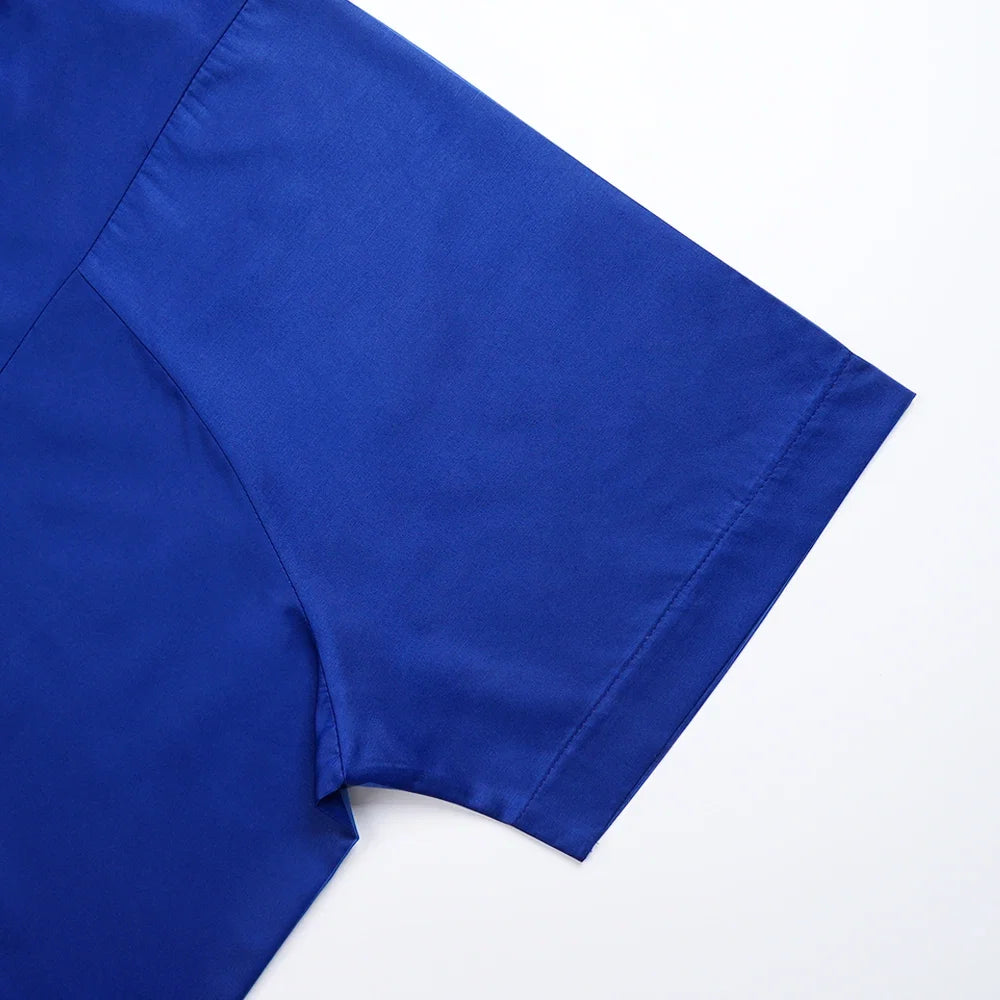 African Clothes for Men 2 Pieces Set Blue Embroidered Tops and Pants Traditional Clothing Rich Bazin