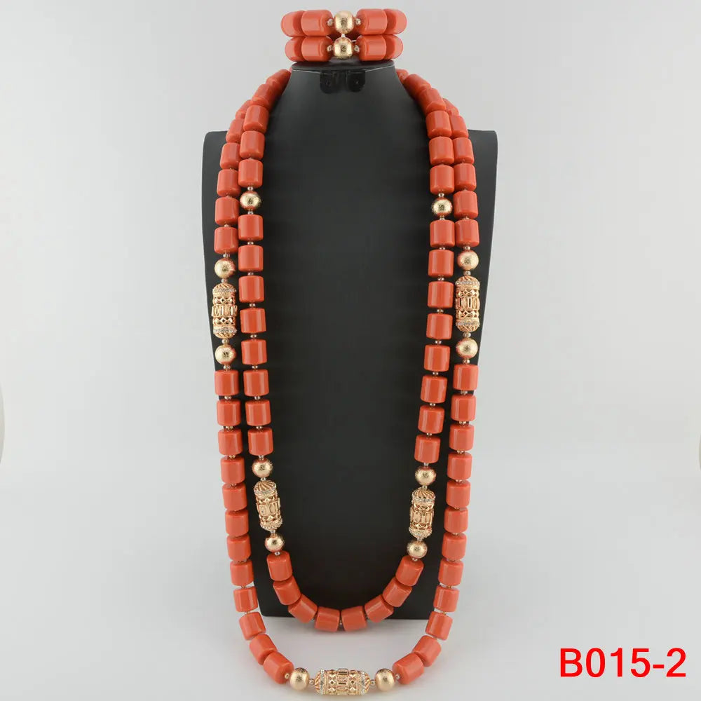 Traditional Nigerian Wedding Artificial Coral Beads Bridal Jewelry Sets African
