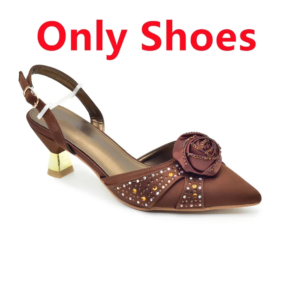 Crystal Rhinestone Spike Heel Pumps | Shoes & Matching Bag Set | EU 38–43 | Party & Wedding