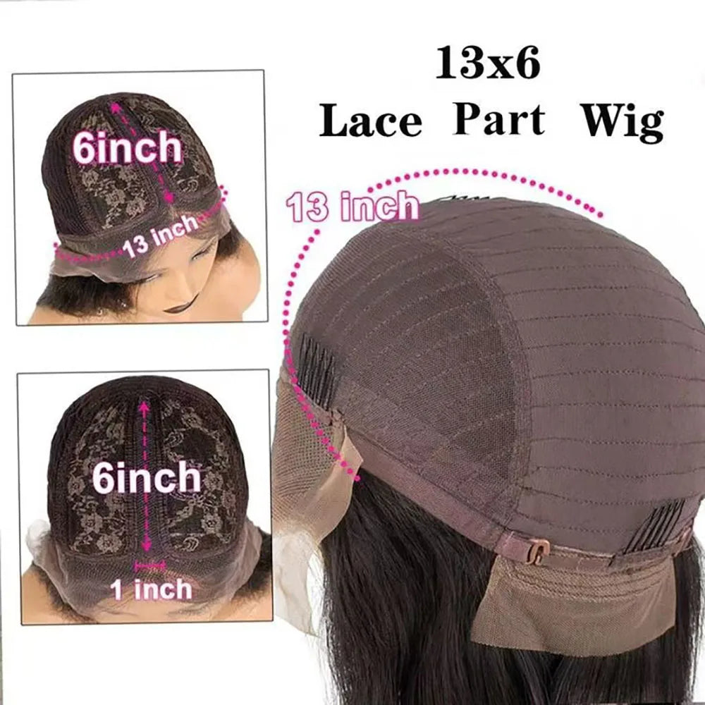 Kinky Straight Lace Front Human Hair HD Transparent Remy Glueless Lace Part Wigs for Women