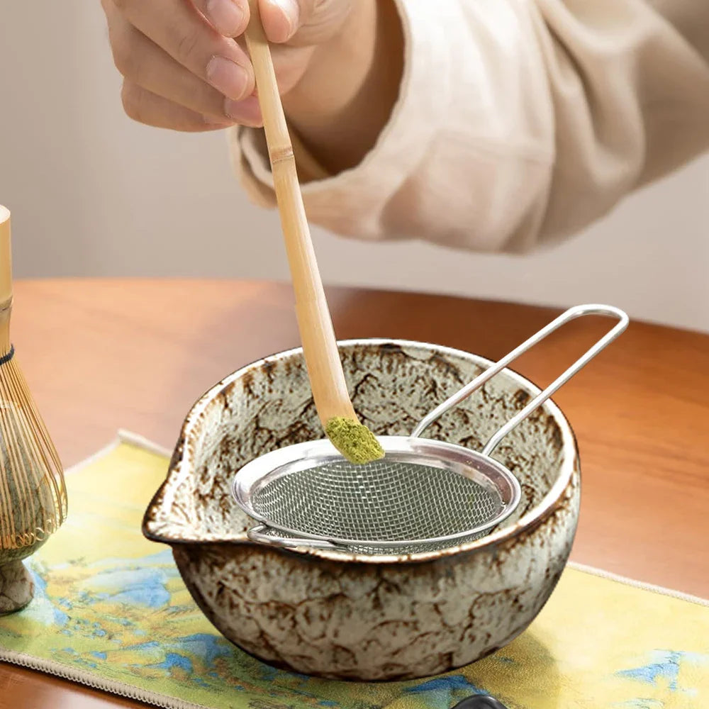 6PCS Japanese Matcha Tea Set Safe Bamboo Whisk Teaspoon Tea Sets Matcha Bowl Matcha Whisk Holder for Tea Lovers Tea-Making Tools
