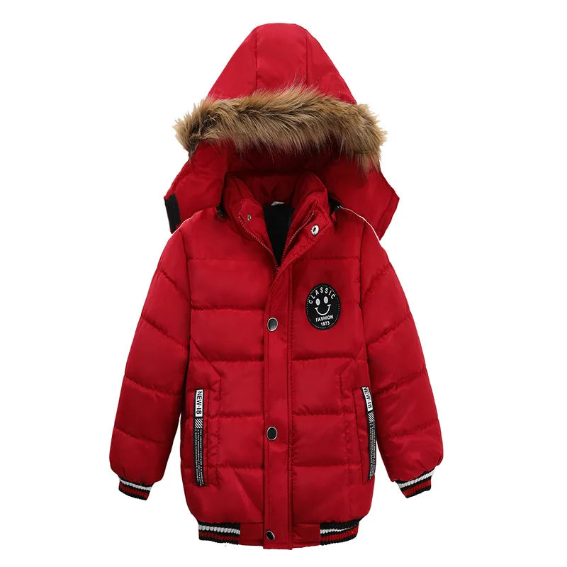2025 Winter Children Warm Clothing Boys Down Jacket Baby Polyester Fiber Hooded