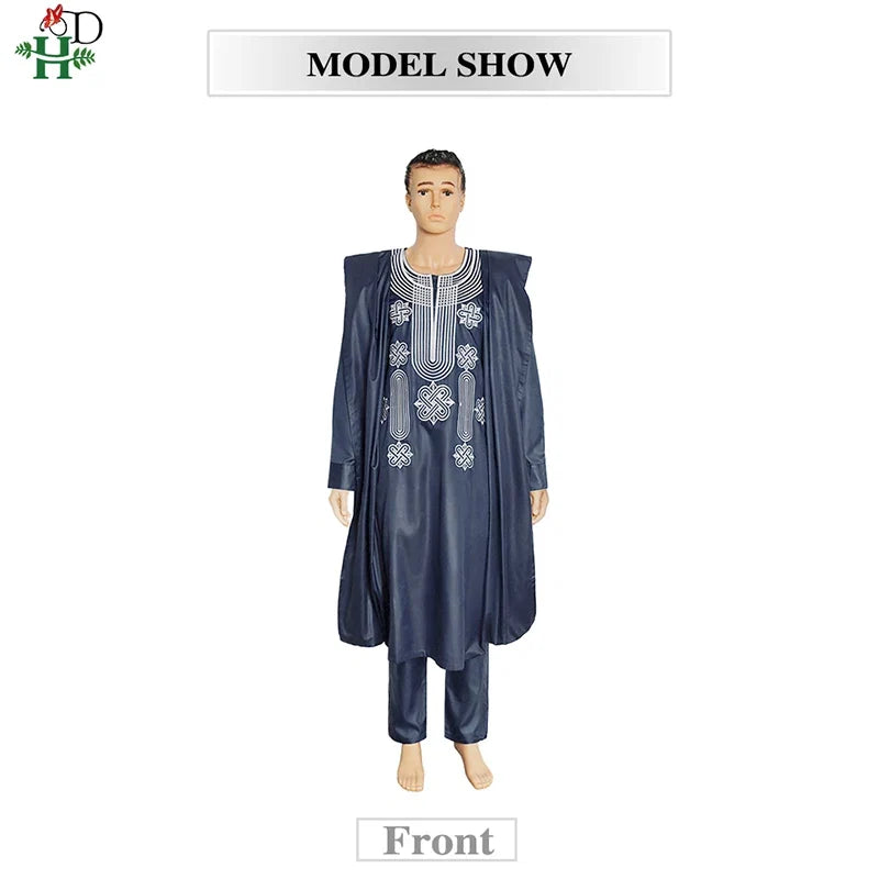 African Suit Men Robe Shirt and Pants Set Long Sleeve