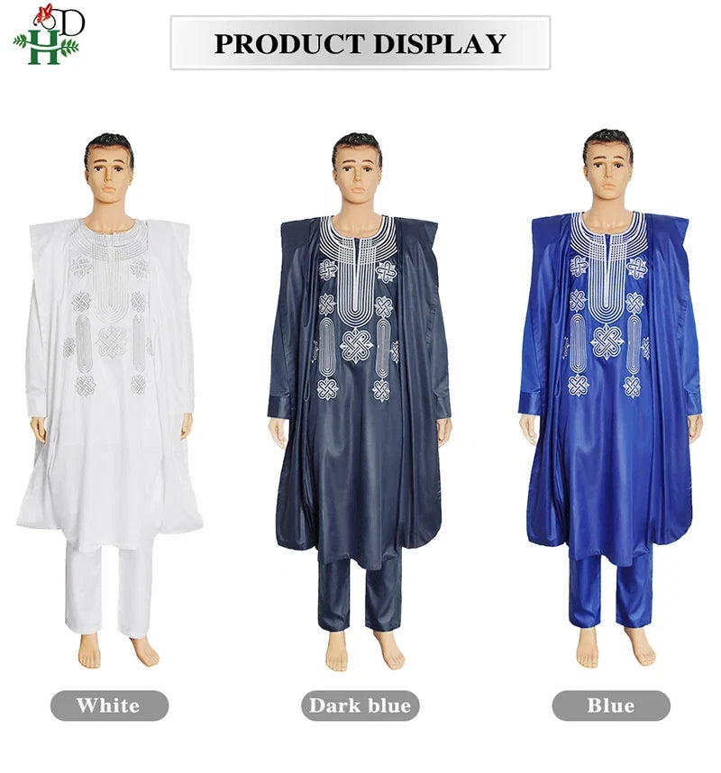 African Suit Men Robe Shirt and Pants Set Long Sleeve