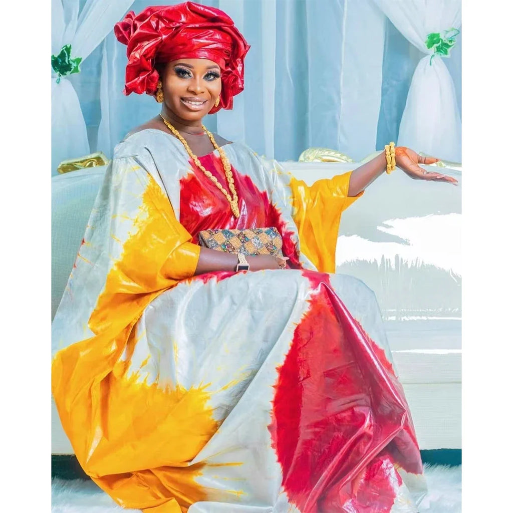 African Women Bazin Riche Boubou Dress Original Dashiki Clothing