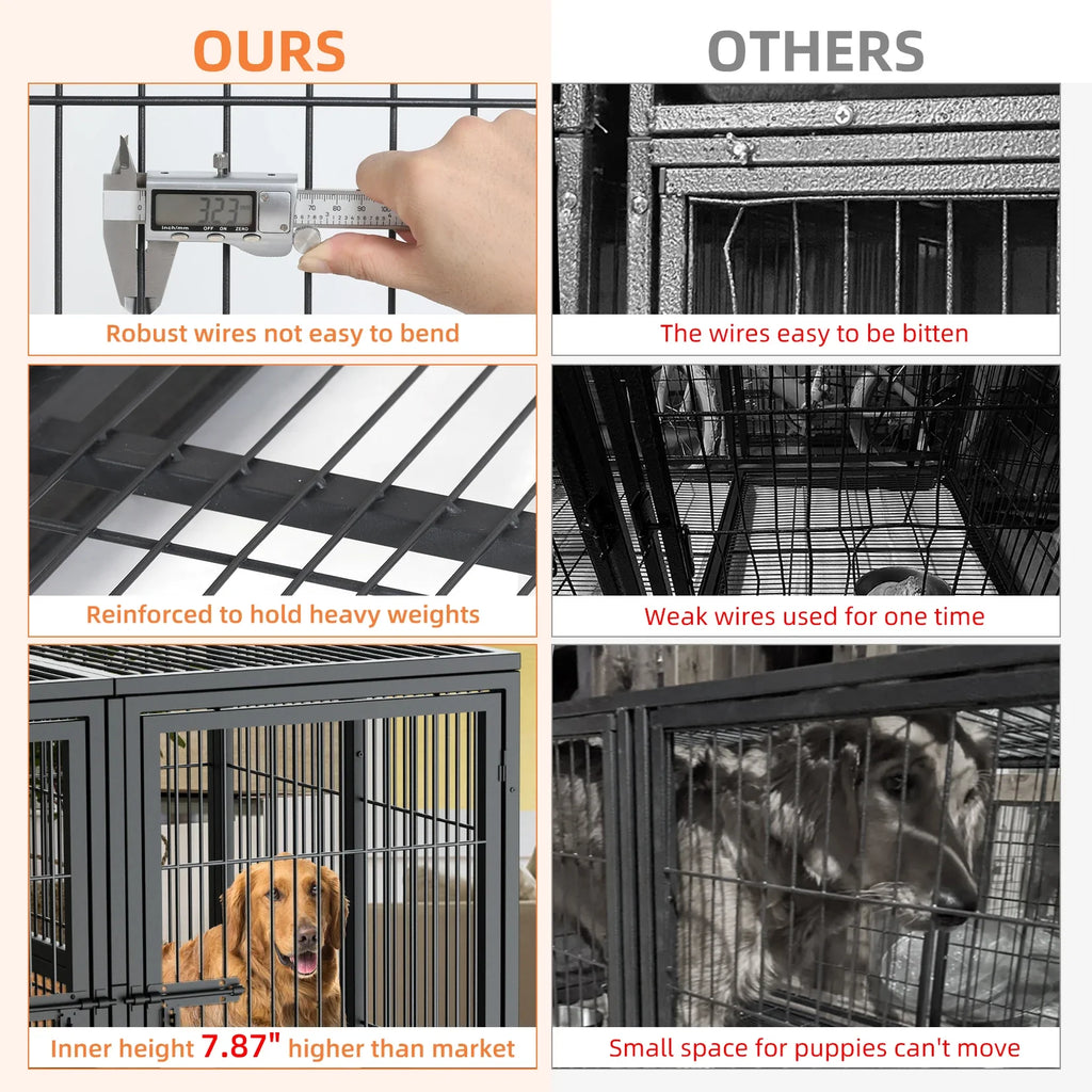 Jumbo Large Metal Pet Playpen, Kennel House with Steel Lock and Removable Trays, Heavy Duty Dog Cage