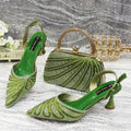 Women's Italian Diamond Studded Shoes and Bag Matching Set