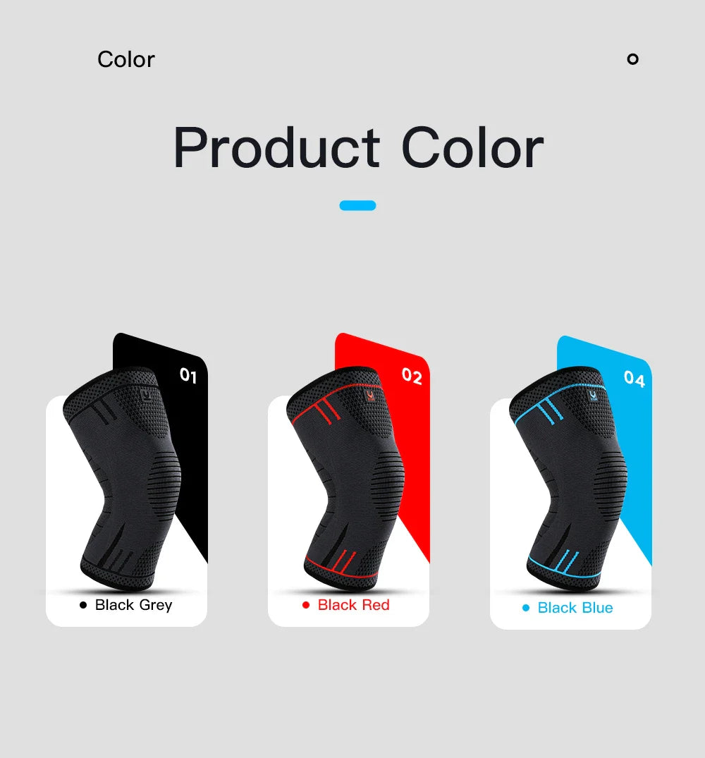 Compression Knee Support Sleeve - Elastic Breathable Brace for Sports Basketball Running Gym
