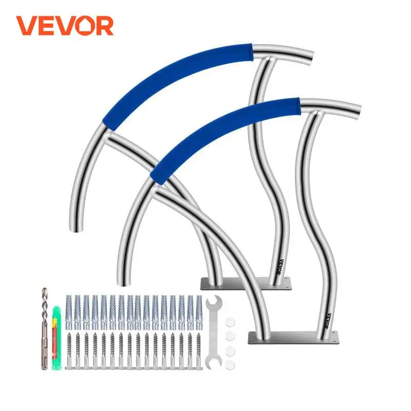 VEVOR 2 Pack 30" x 30" Swimming Pool Stair Rail 375 lbs Load Capacity w/ Quick Mount Base Plate & Complete Mounting Accessory