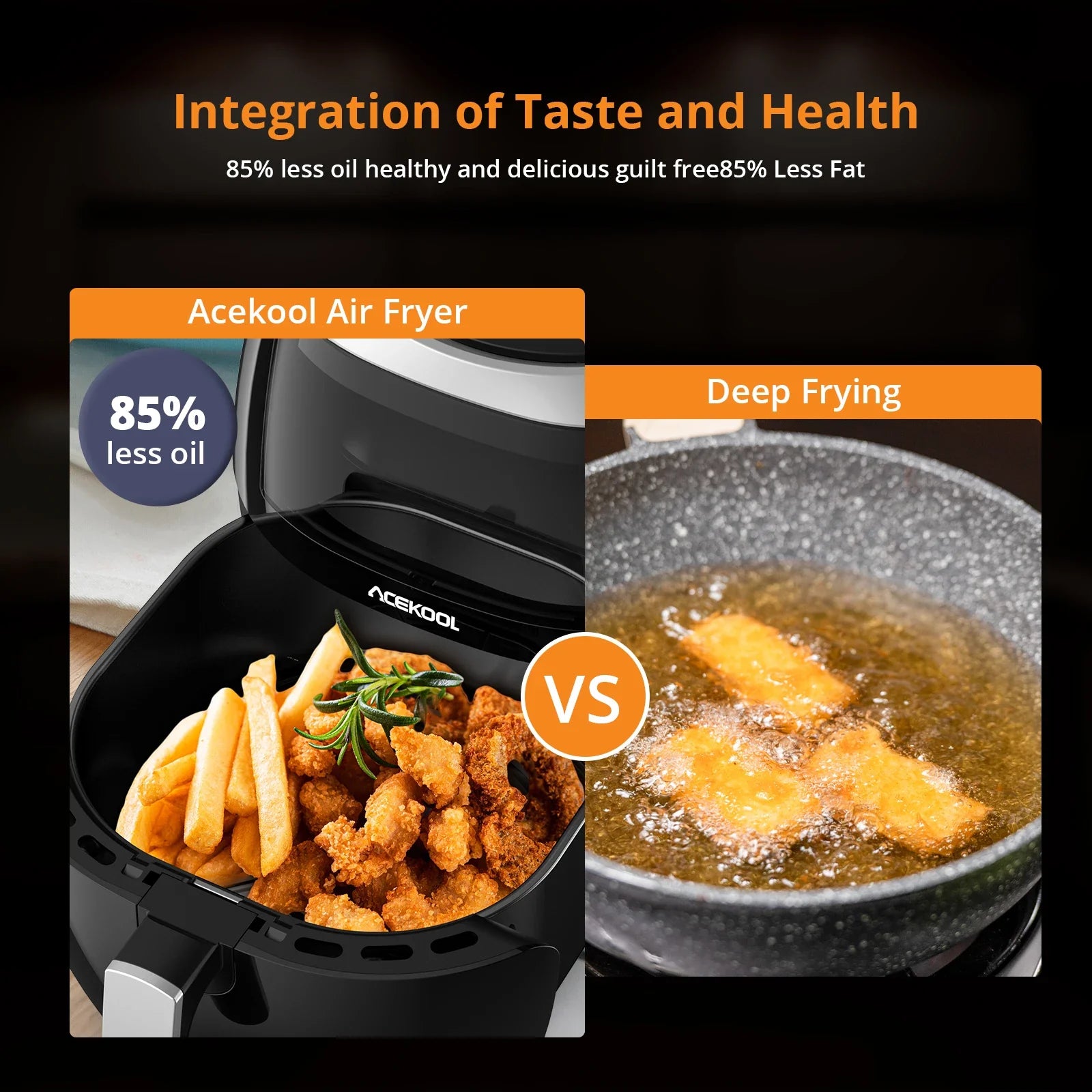 Air Fryer Oven Digital Large 7.7L Rapid Air Circulation,Air Fryers With Touch Screen Viewable Window Dishwasher Safe Accessories