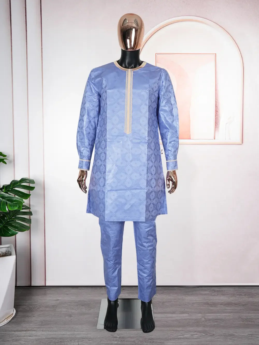 African Traditional Muslim Men Ramadan Embroidery Thobe Bazin Riche Outfits 3PCS Robe Suit Agbada
