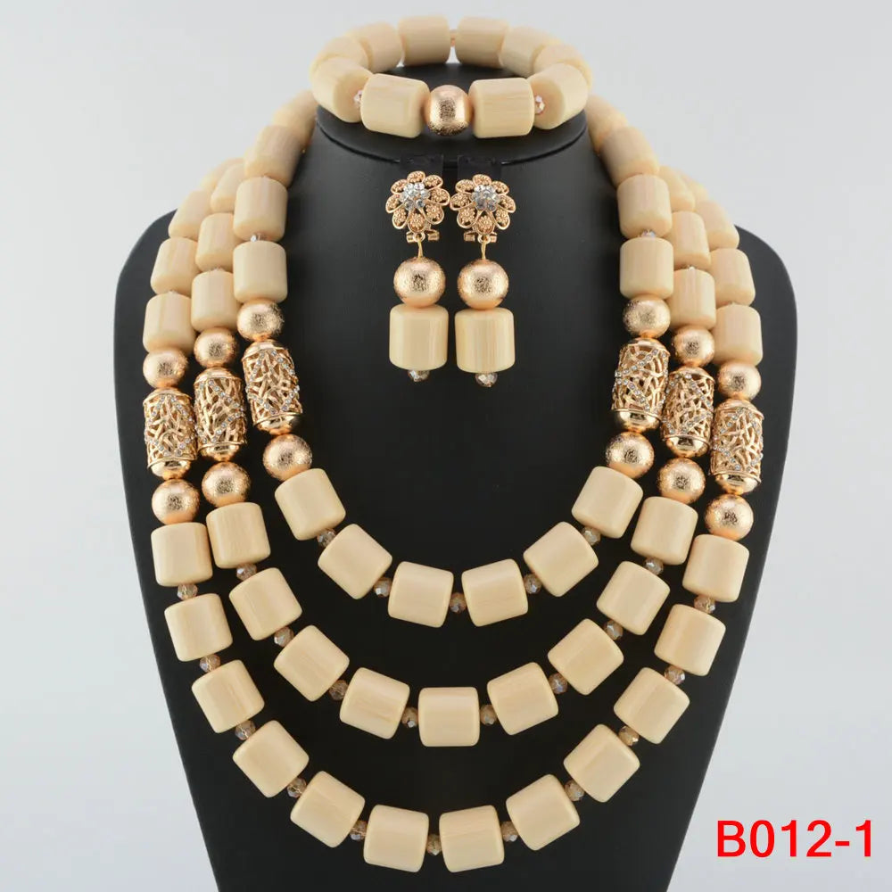 Traditional Nigerian Wedding Artificial Coral Beads Bridal Jewelry Sets African