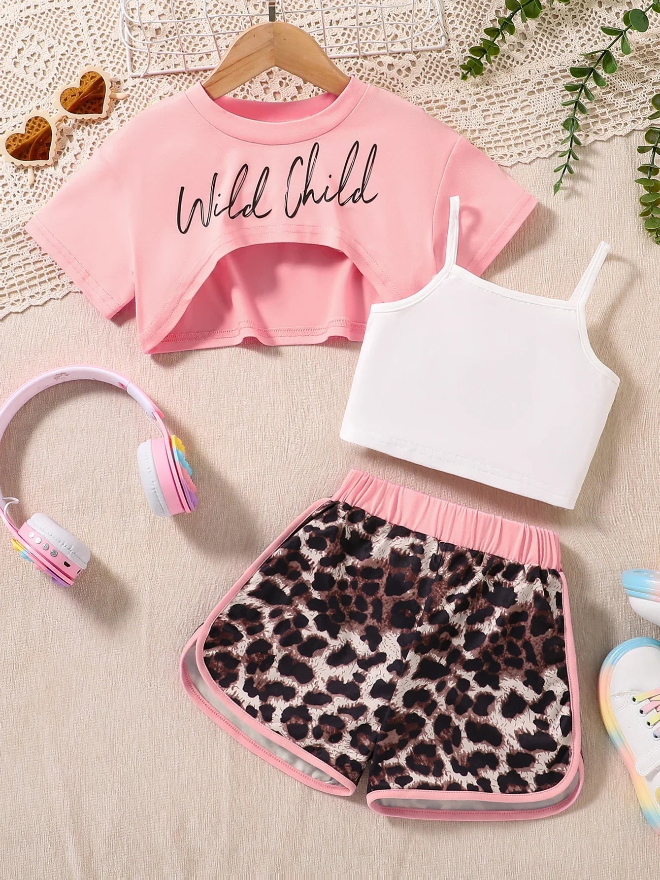 Summer children fashion simple casual 3-piece girls casual sportswear holiday