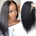 Kinky Straight Lace Front Human Hair HD Transparent Remy Glueless Lace Part Wigs for Women