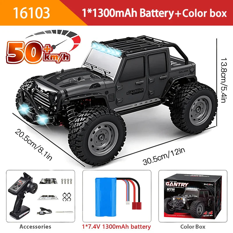 1:16 70KM/H Or 50KM/H 4WD RC Car With LED Remote Control Cars High Speed Drift