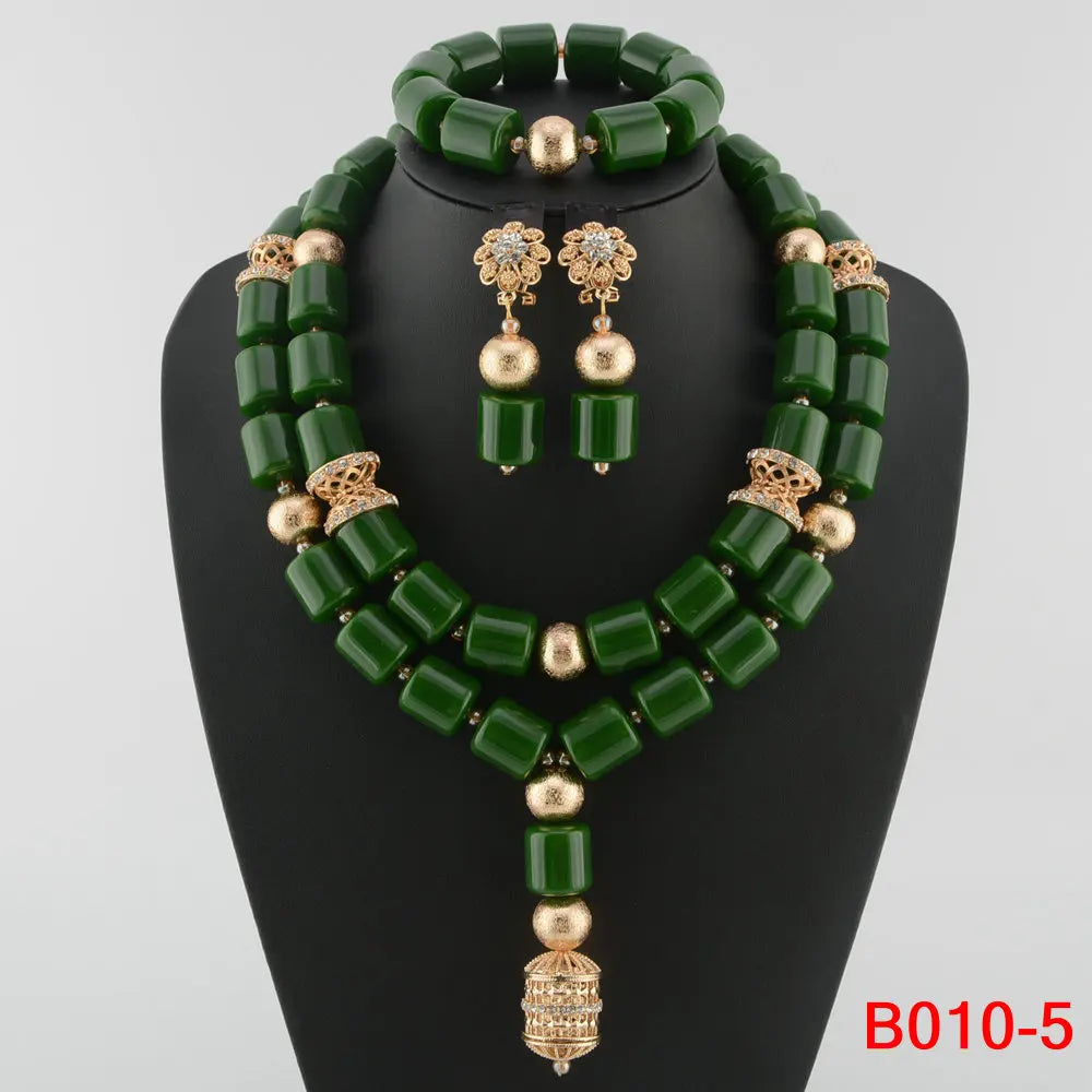Traditional Nigerian Wedding Artificial Coral Beads Bridal Jewelry Sets African