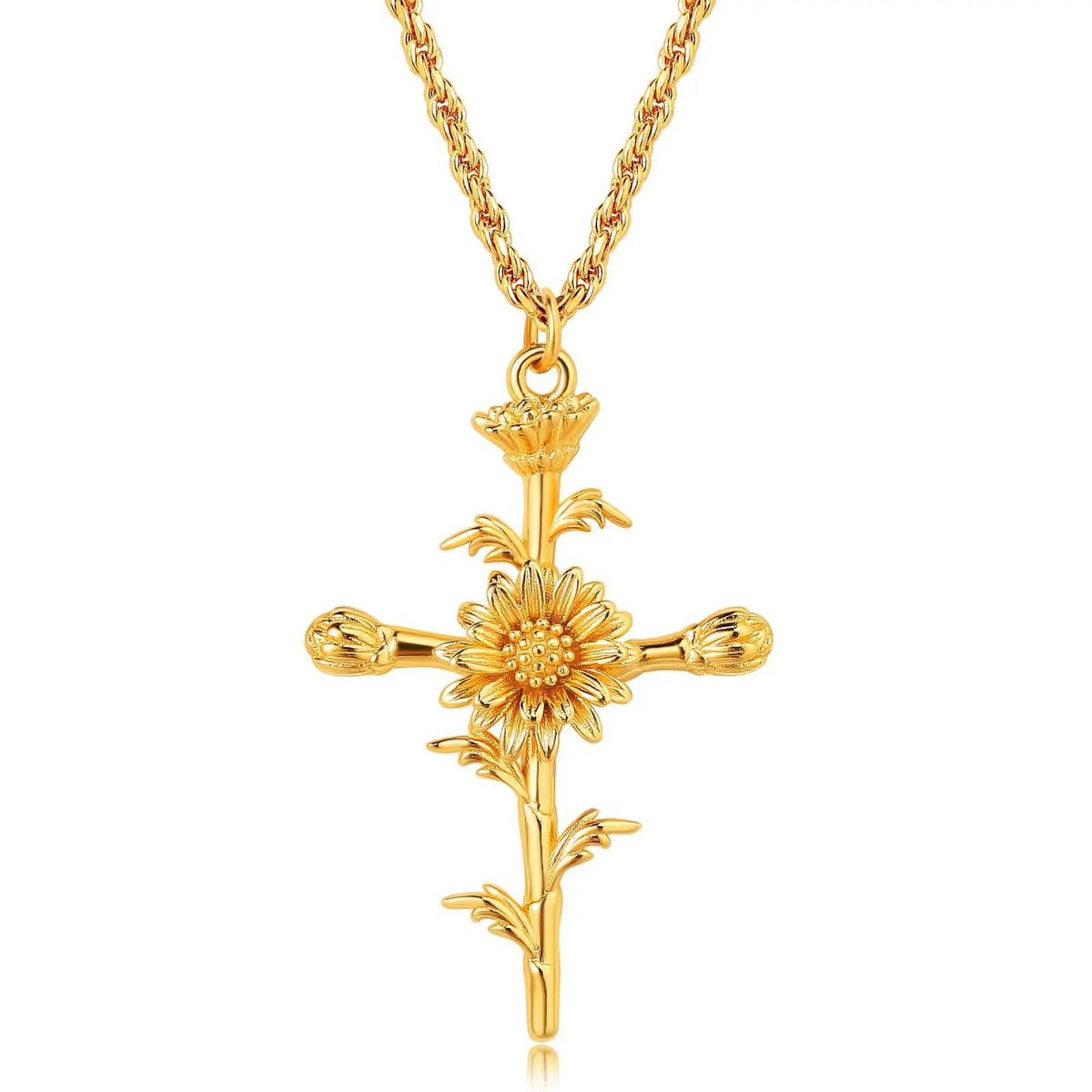 Birth Month Flower Cross Pendant