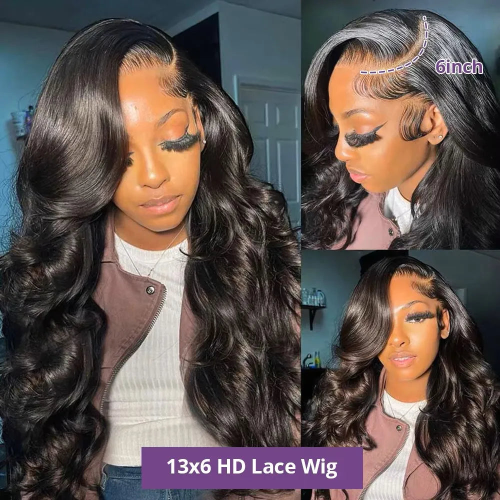 360 Full HD Lace Frontal Wig 13x6 Body Wave Lace Front Wig Peruvian Human Hair Wigs For Black Women 38 42 inch 200 Density