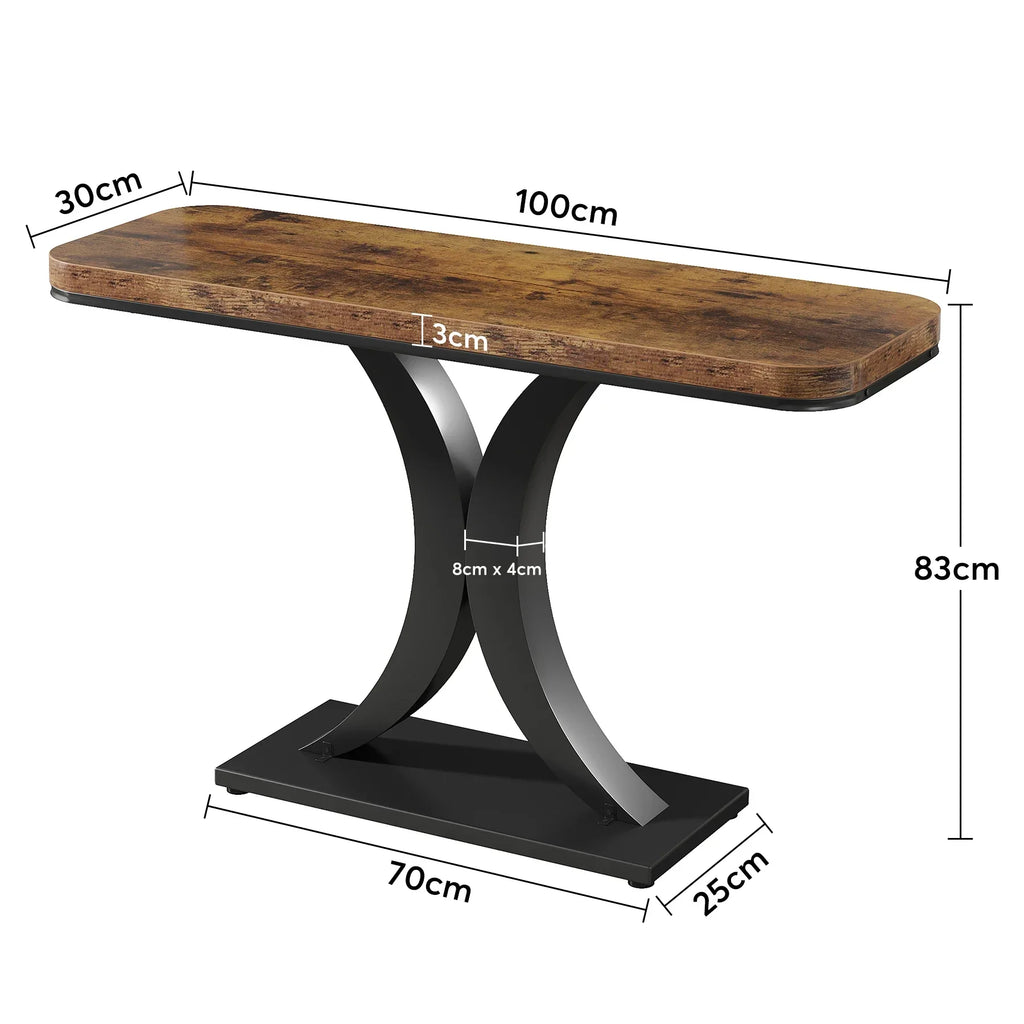 Tribesigns Industrial Console Table, 40 inch Narrow Entryway Foyer Table with Geometric Base, Rustic Hallway Accent Table