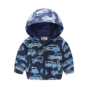 Kids' Hooded Cartoon Zip Jacket – Warm Heavyweight Outerwear for Boys | Cotton-Polyester | Ages 2–6 (2T–6T) | 8 Designs