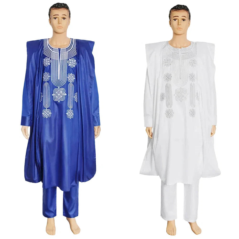 African Suit Men Robe Shirt and Pants Set Long Sleeve