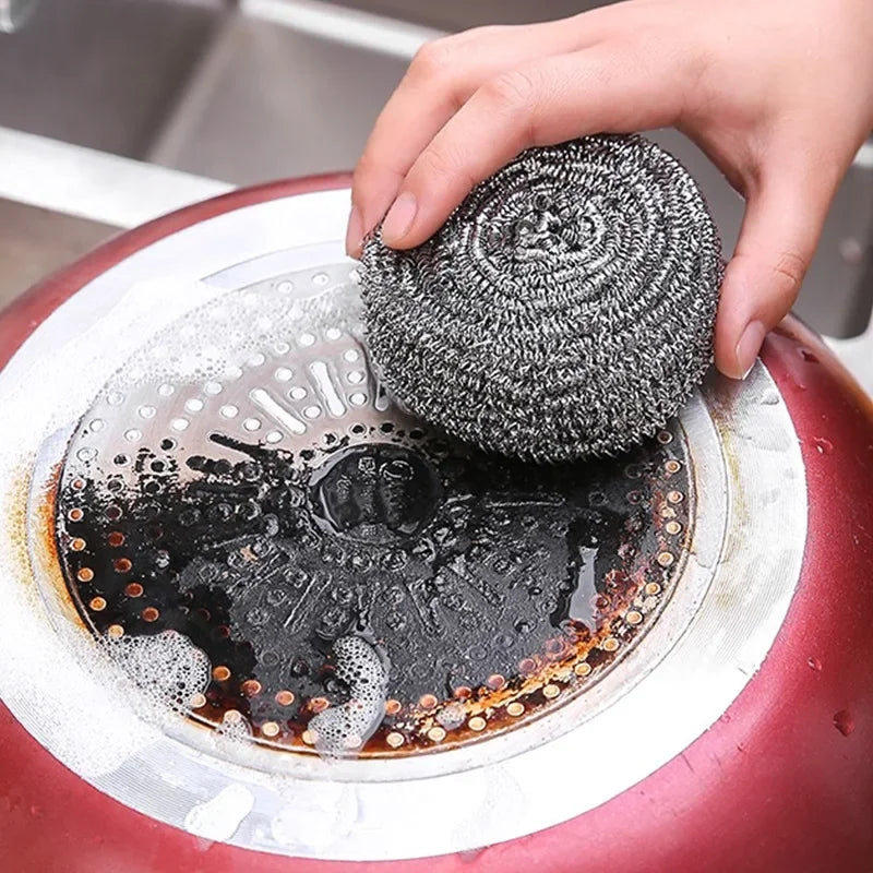 Mini Stainless Steel Cleaning Balls Kitchen Washing Pots Pans Dishes Rust and Oil Removal Wire Steel Ball Scrubber Cleaner Tools