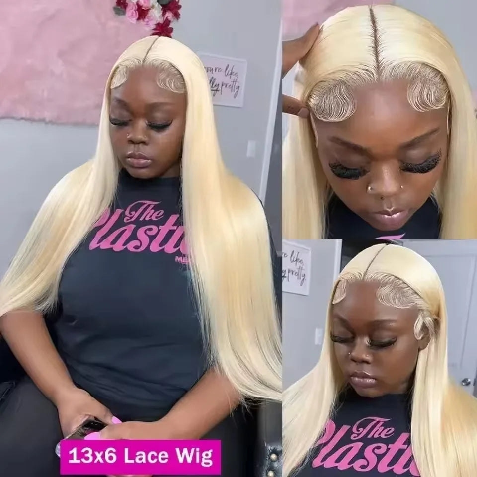 Honey Blonde Long Straight Human Hair Wigs 13x6 HD Lace 613 Colored 220 Density Remy Hair 13x4 Hd Lace Frontal Wigs For Women