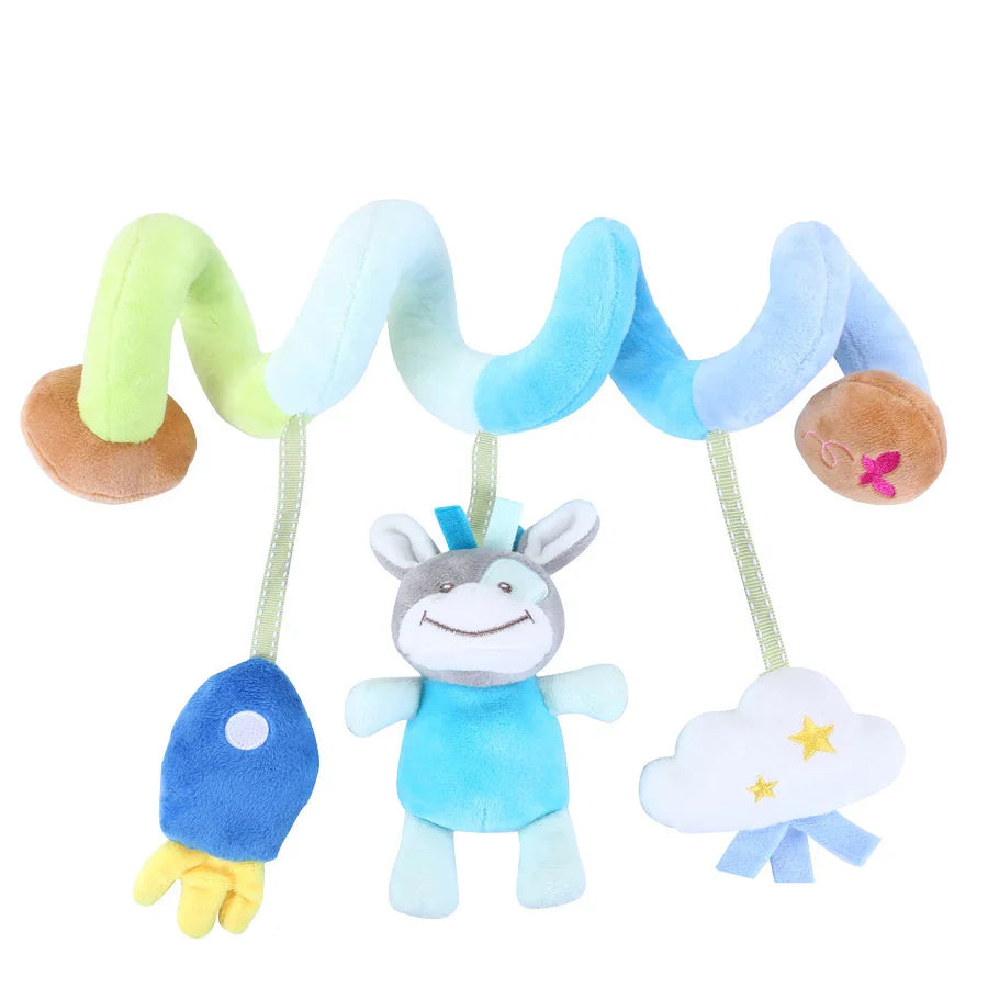 Newborns Spiral Hanging Activity Stroller Toy Baby Carseat Toy Black & White Lion Koala Rattle  for Crib Mobile Sensory Toy Gift