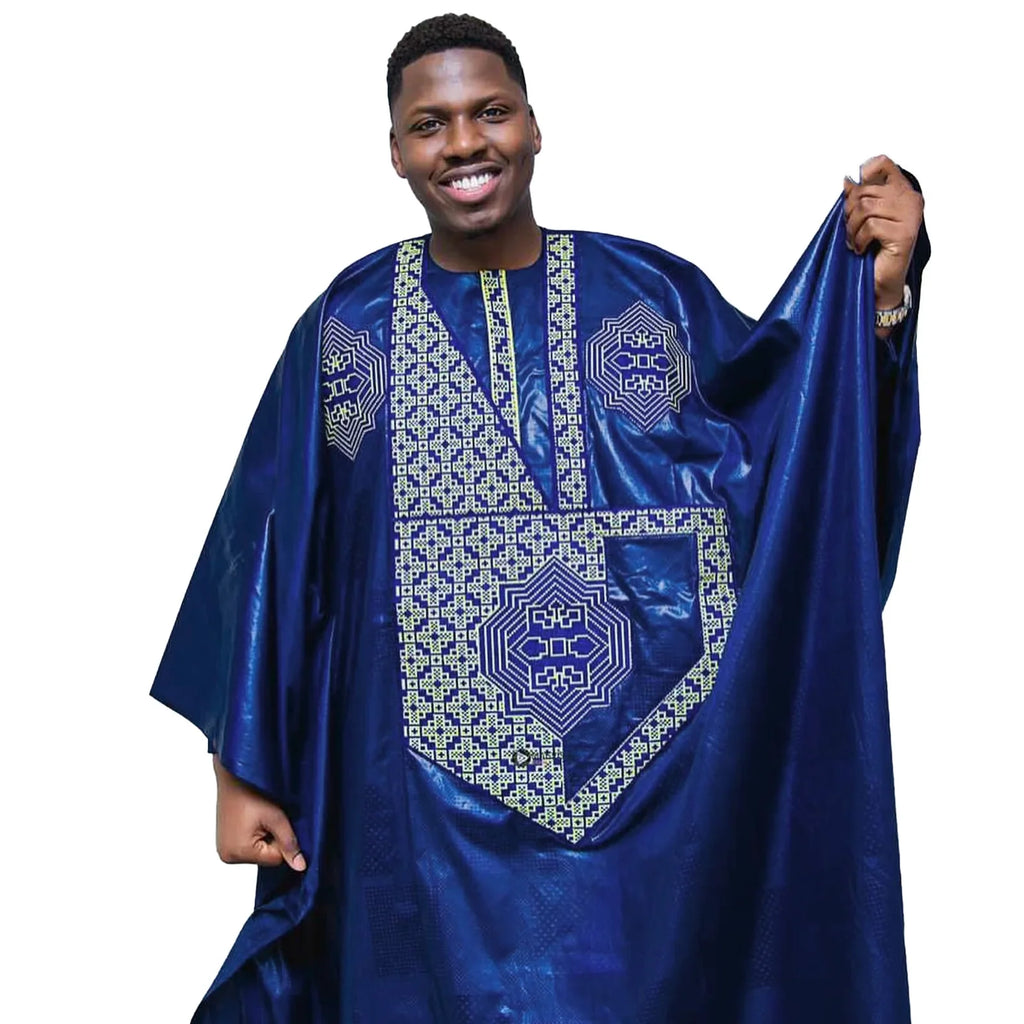 African Clothing For Men Traditional Bazin Riche Embroidery Design Top Long