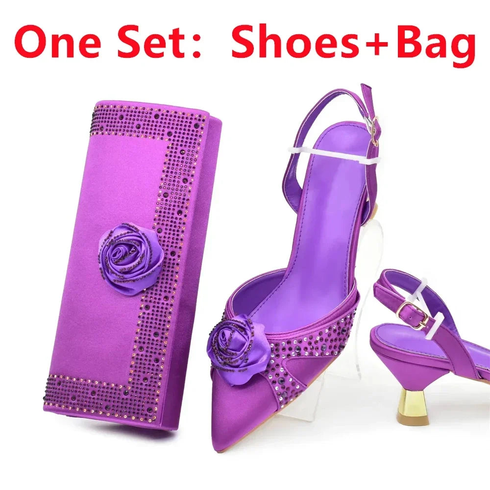 Crystal Rhinestone Spike Heel Pumps | Shoes & Matching Bag Set | EU 38–43 | Party & Wedding