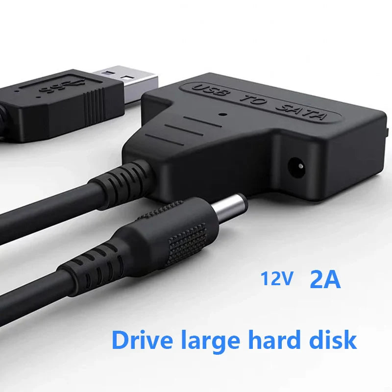 Sata To USB 3.0 Cable Adapter With 12V 2A Power Supply For 2.5 3.5 Inch SSD HDD Hard Drive Disk External Connector 22Pin