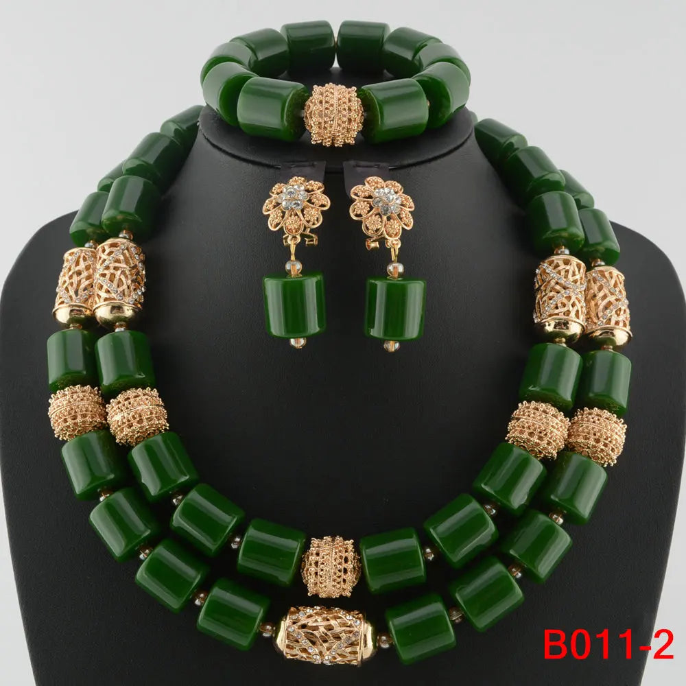 Traditional Nigerian Wedding Artificial Coral Beads Bridal Jewelry Sets African