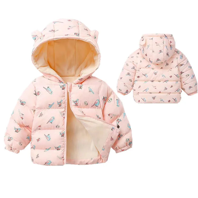 Winter Baby Kids Fleece Jacket Warm Hooded Down Outerwear